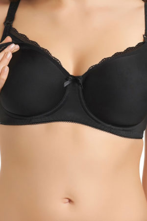 Freya moulded nursing bra close up pictured in black