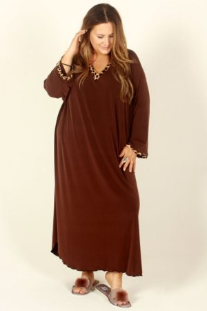 Lisas Lacies Chocolate Leopard Long Nightie