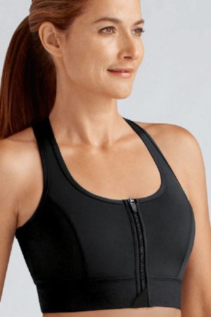 Zipper Bra Medium Support - Black